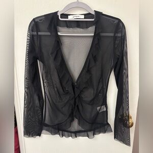 Gimaguas Black Sheer Top with Ruffles